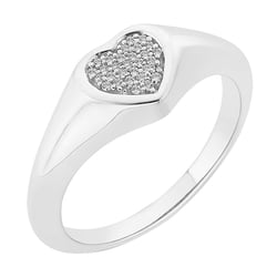 Zlatý pečetní prsten se srdcem plným diamantů Luzien