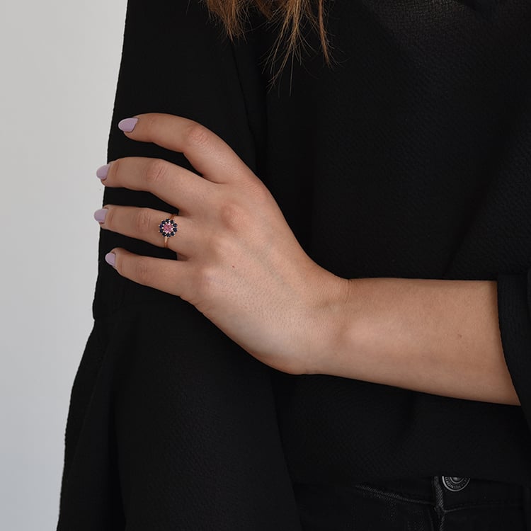 Zlatý prsten s turmalínem a safíry 63041