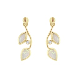 Opálové náušnice ve tvaru lístků s diamanty Corbett