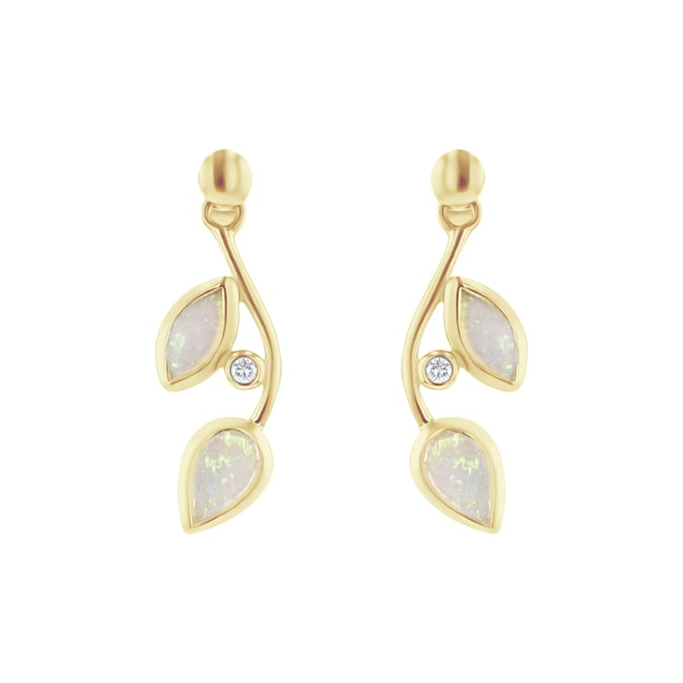 Opálové náušnice ve tvaru lístků s diamanty Corbett 111440