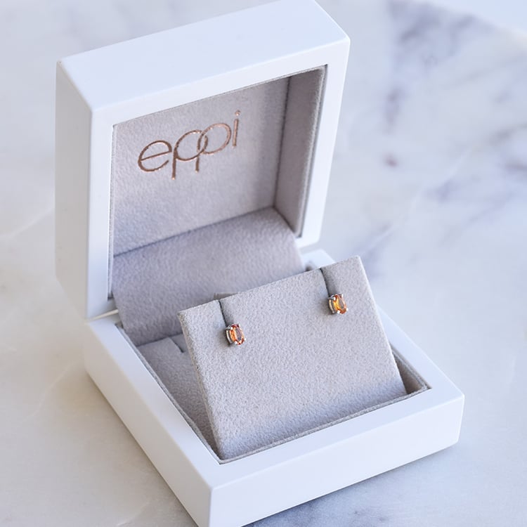 Stříbrné náušnice s oranžovými safíry 86192