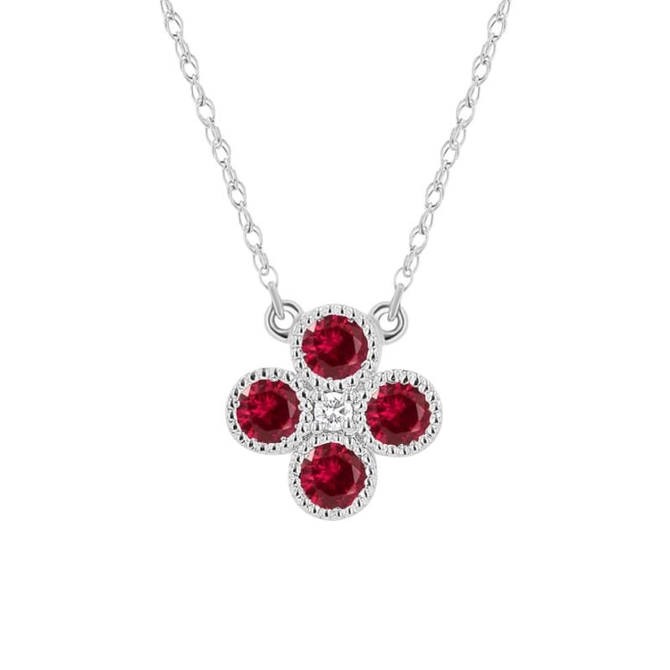 Rubínový náhrdelník s diamantem Emely 136202