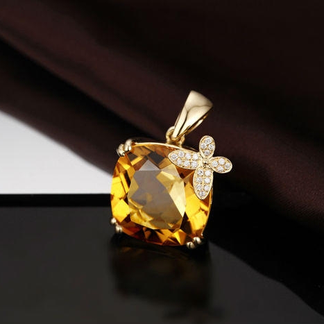 Diamantový přívěsek s citrínem 2136