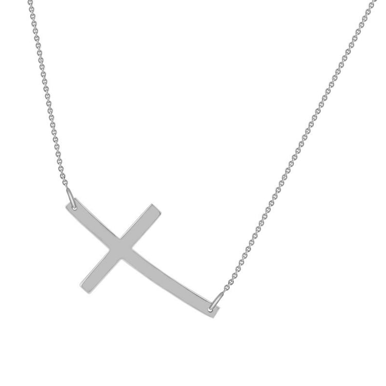 Náhrdelník s křížkem z bílého zlata 40444