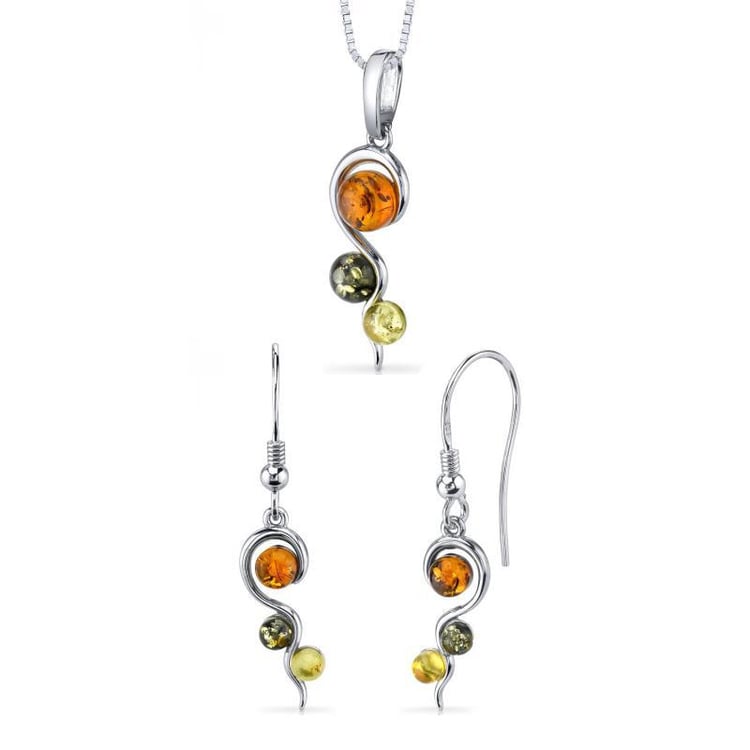 Stříbrná kolekce šperků s barevnými jantary Halcyon