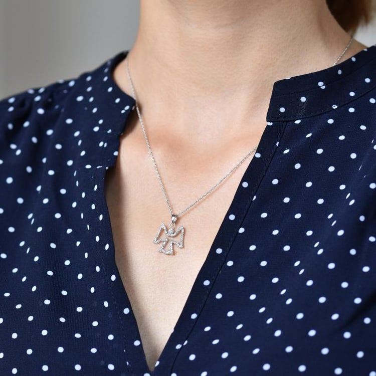 Zlatý náhrdelník anděl s diamanty Jayon 21049