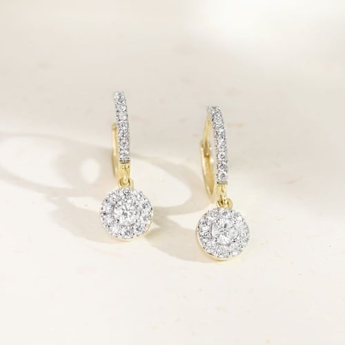 Zlaté kruhové náušnice s 0.13ct lab-grown diamantem Madhu