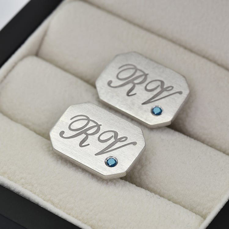 Manžetové knoflíčky s modrými diamanty 69794