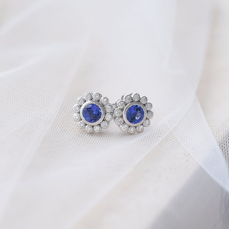 Tanzanitové náušnice s diamanty 62109