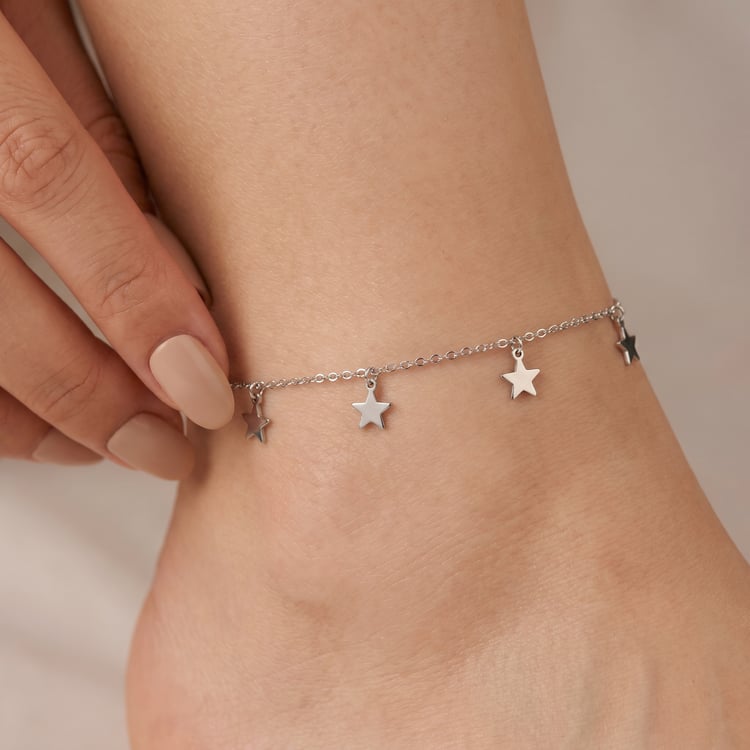 Stříbrný minimalistický náramek na nohu Josseline 167077