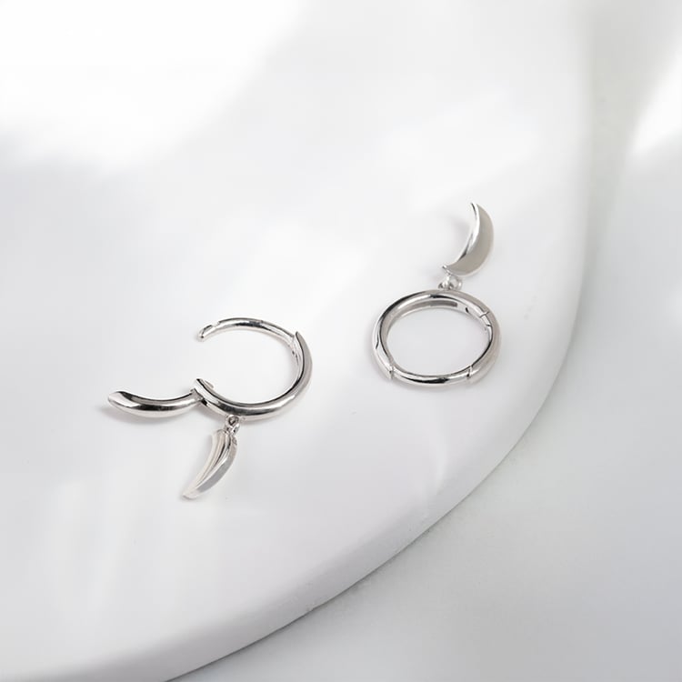 Stříbrné kruhové náušnice s měsíčky Aibek 149185