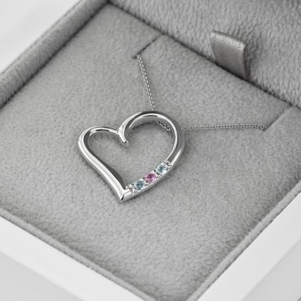 Zlatý přívěsek srdce s akvamaríny a růžovým safírem Tanish