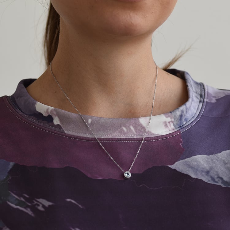 Halo náhrdelník s akvamarínem a diamanty 60993