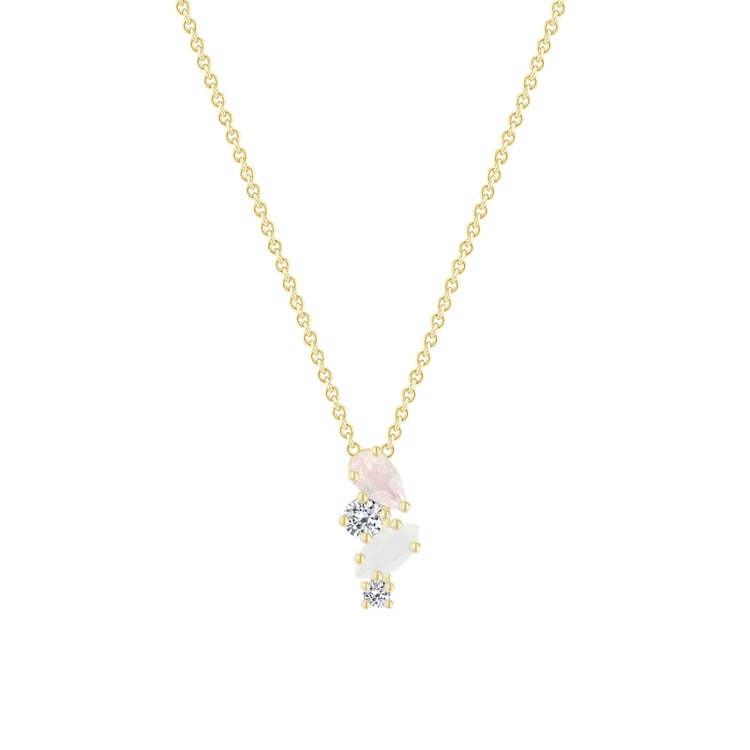 Stříbrný přívěsek s měsíčním kamenem, růženínem a topazy Daisi 131906