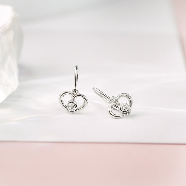 Zlaté dětské náušnice srdíčka s lab-grown diamanty Ariel 152967