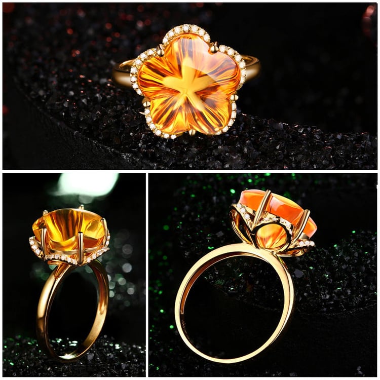 Zlatý prsten s citrínem Daniella 9965