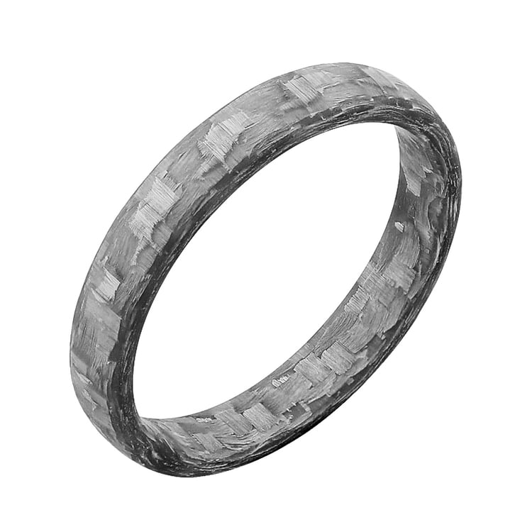 Mírně zaoblené snubní prsteny z karbonu s diamantem Petrus 125172