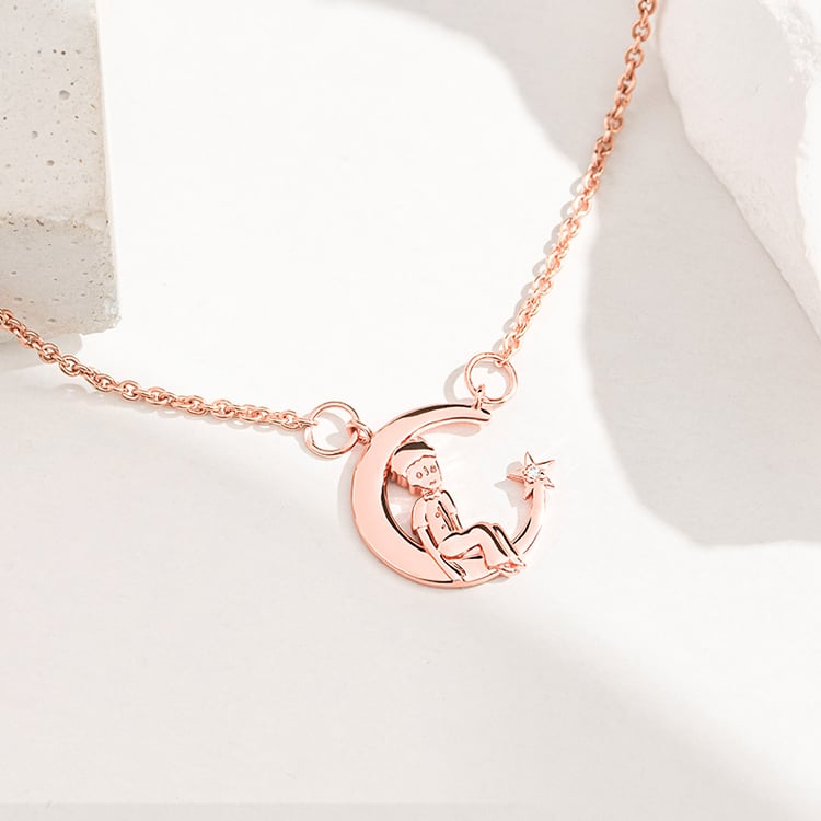 Náhrdelník ve tvaru měsíčku s diamantem Malý princ 157217