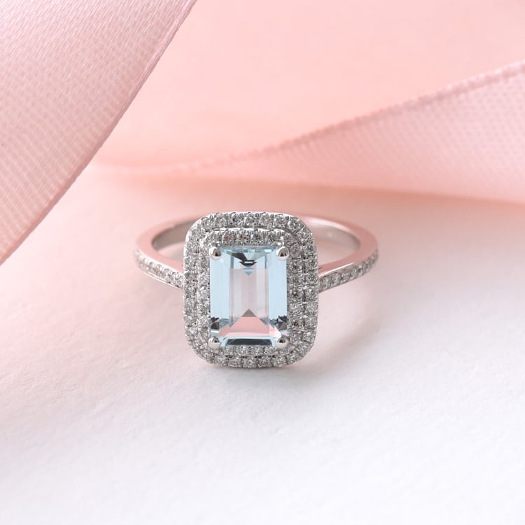 Prsten s akvamarínem a diamanty 78397