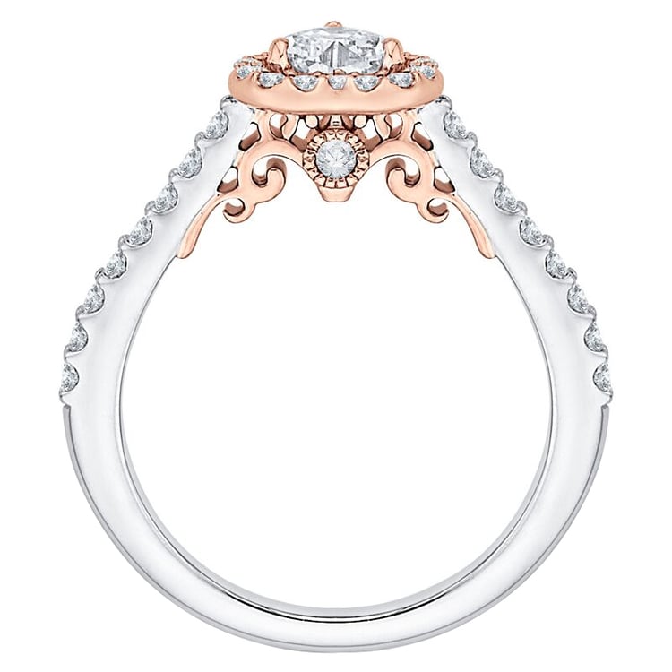 Zlatý zásnubní prsten s diamantovým srdcem 60917