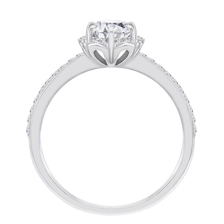 Zásnubní prsten ve tvaru květu s mossanitem a diamanty Priya 62735