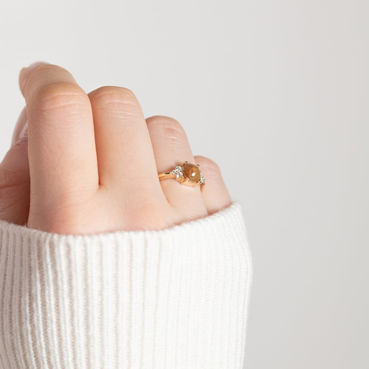 Zlatý prsten se salt and pepper diamantem Agathe 151896