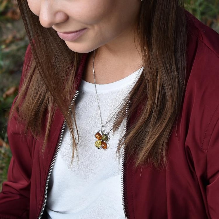 Jantarový stříbrný čtyřlístek 5337