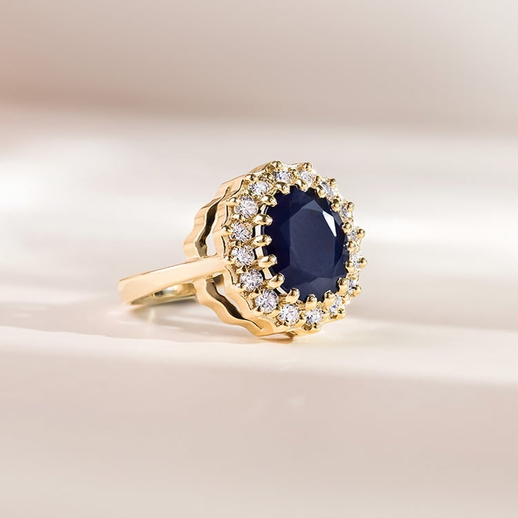 Halo prsten se safírem a diamanty Chrys 155225