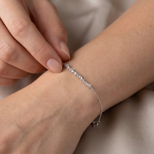 Zlatý náramek s růžovými nebroušenými diamanty Benaty