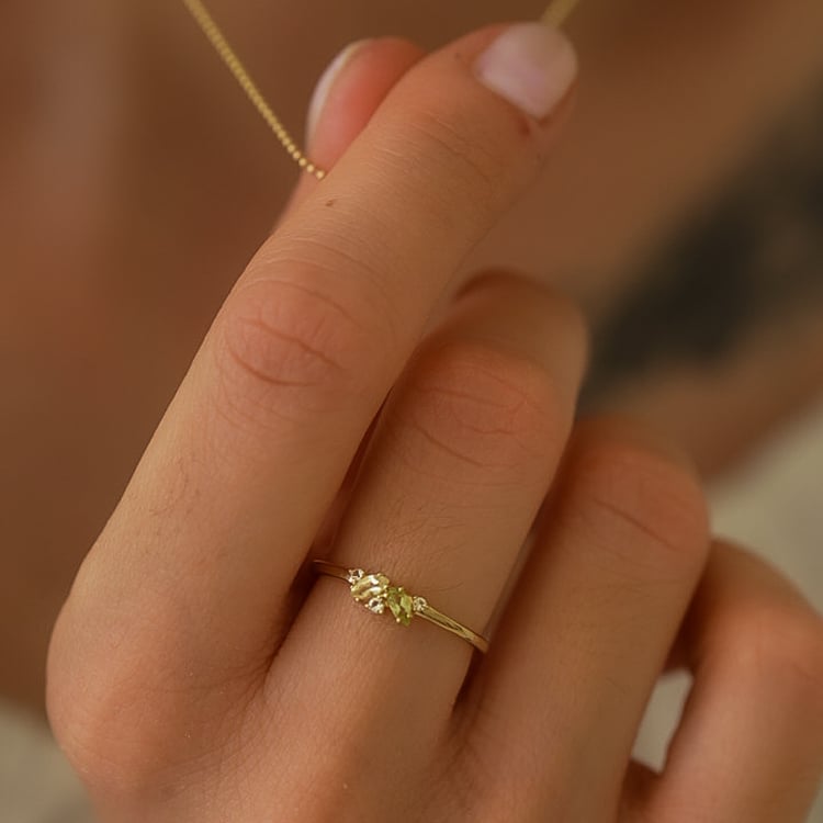 Stříbrný cluster prsten s topazy, quartzy a olivíny Verano 144373