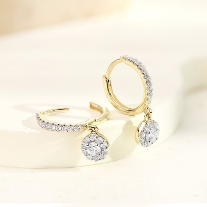 Zlaté kruhové náušnice s 0.09ct lab-grown diamanty Namita