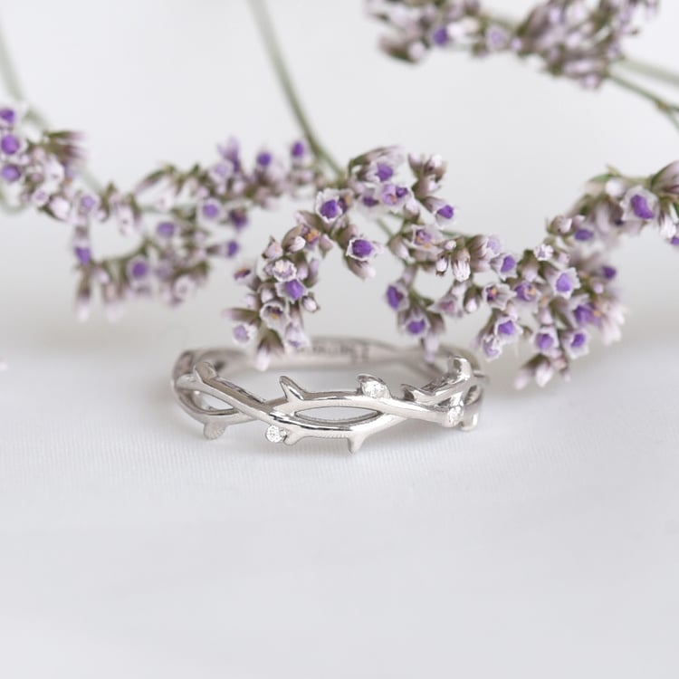 Něžný prsten ve tvaru větviček s lab-grown diamanty Hamana 105661