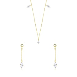 Zlatá sada šperků s bílými topazy Floriane