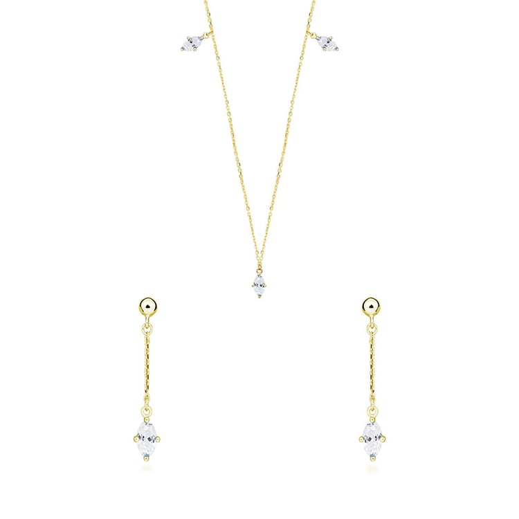 Zlatá kolekce šperků s bílými topazy 164113