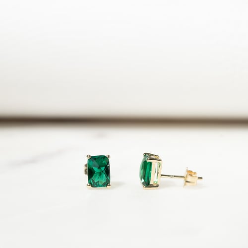 Zlaté náušnice s emerald smaragdy Handan