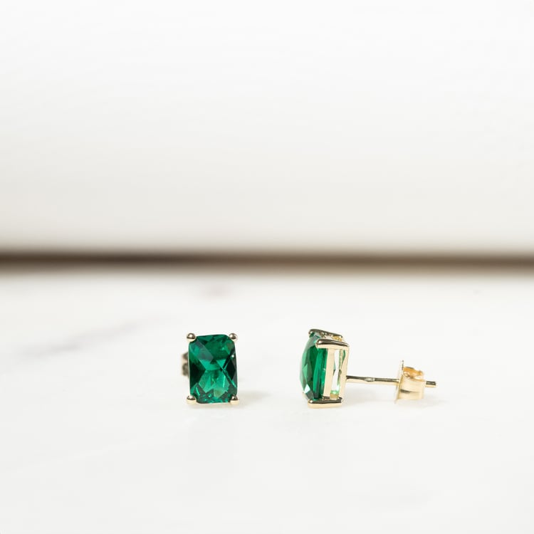 Zlaté náušnice s emerald smaragdy Handan 132628
