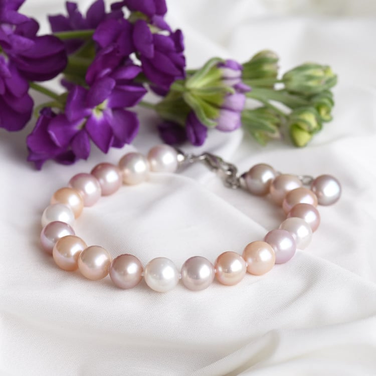 Náramek s barvenými perlami ze stříbra 83681