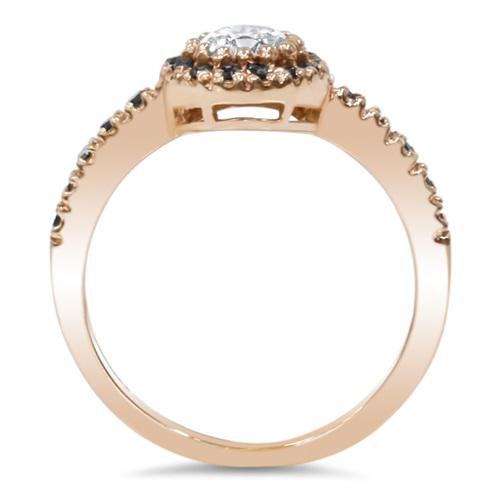Zlatý prsten s černými diamanty a diamantem 3937