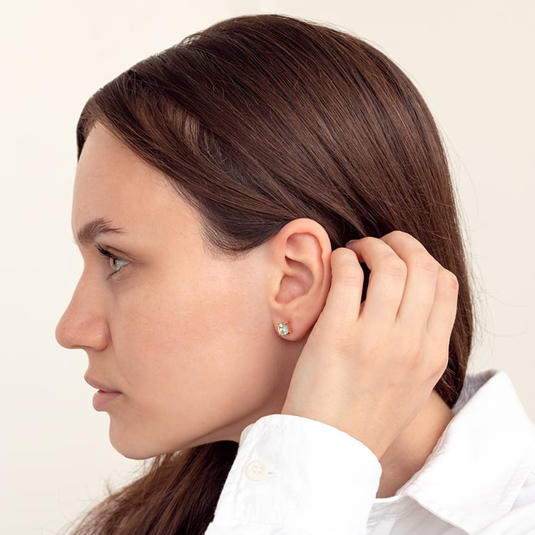 Zlaté náušnice s cushion akvamaríny Chavonah 129209