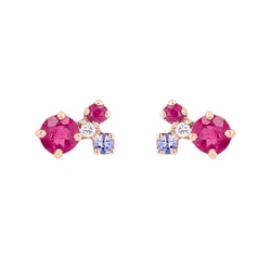 Cluster náušnice s turmalínem, tanzanitem, rubínem a diamantem Kerrie