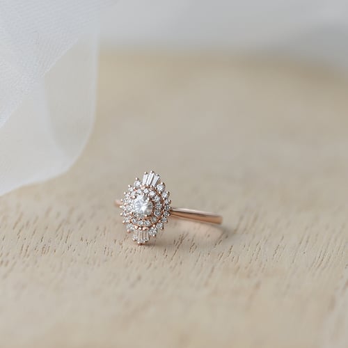 Zlatý prsten s moissanitem a lab-grown diamanty Deizy