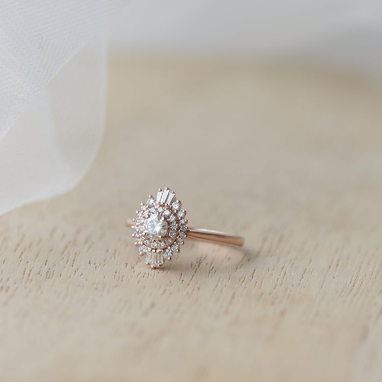 Zlatý diamantový prsten s moissanitem 63648