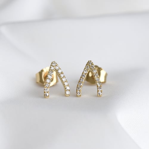 Stříbrné náušnice s lab-grown diamanty Wishbone