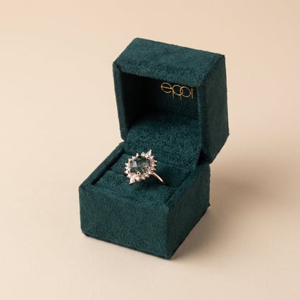 Rozvodový prsten s mechovým achátem a moissanity Truman