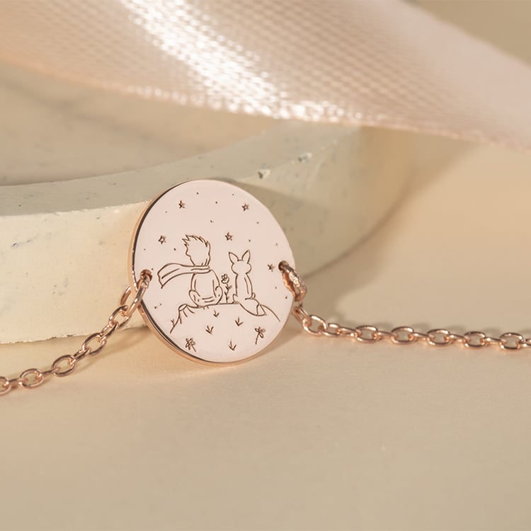 Náramek Malý princ s liškou a gravírem ze stříbra 120483