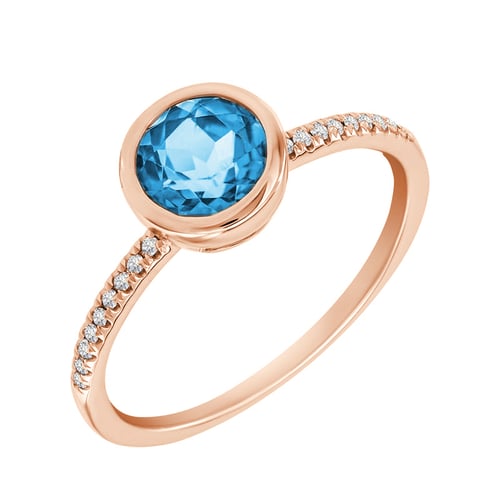 Nebeský topaz ve zlatém prstenu s diamanty Nyusha