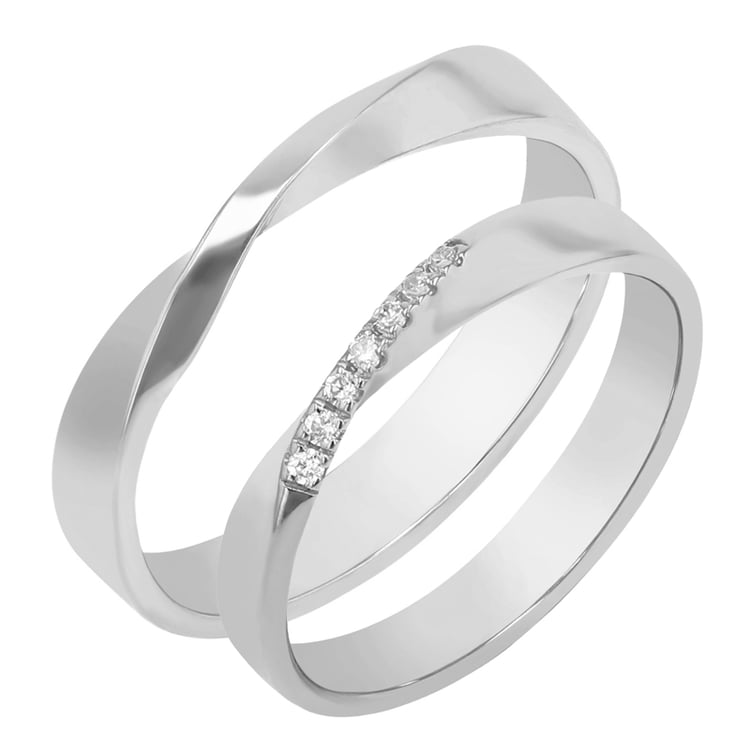 Zlaté propletené snubní prsteny s lab-grown diamanty Lasha