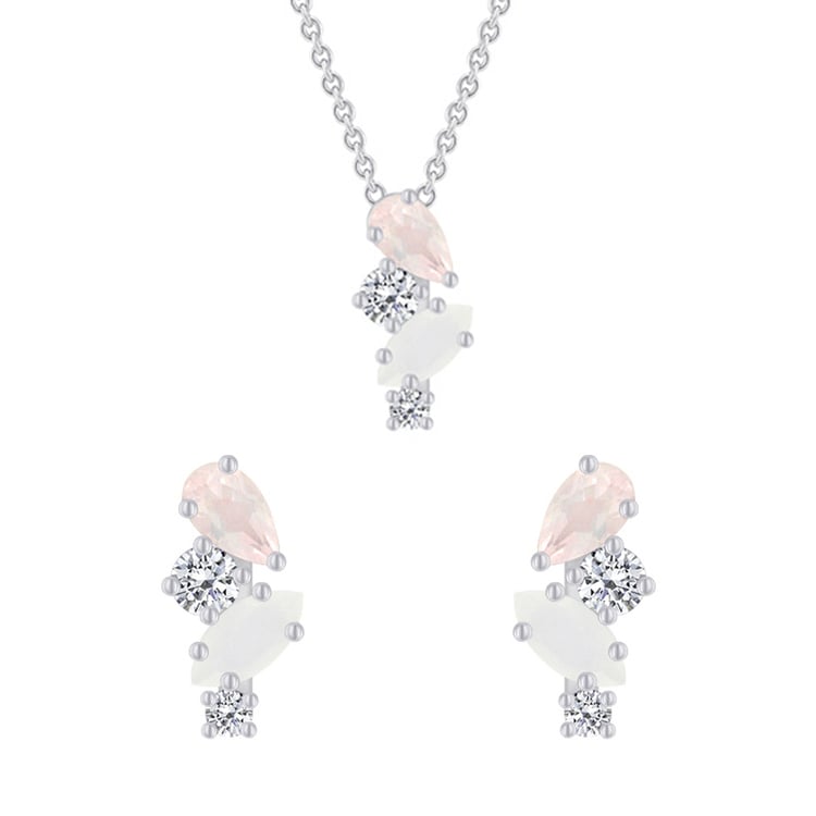 Stříbrná kolekce s topazem, růženínem a měsíčním kamenem