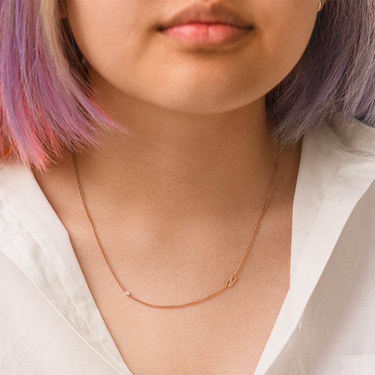 Náhrdelník s písmenkem podle vaší volby a lab-grown diamantem Lupe 156746