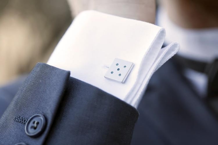 Platinové knoflíčky na manžety s modrými diamanty 9363